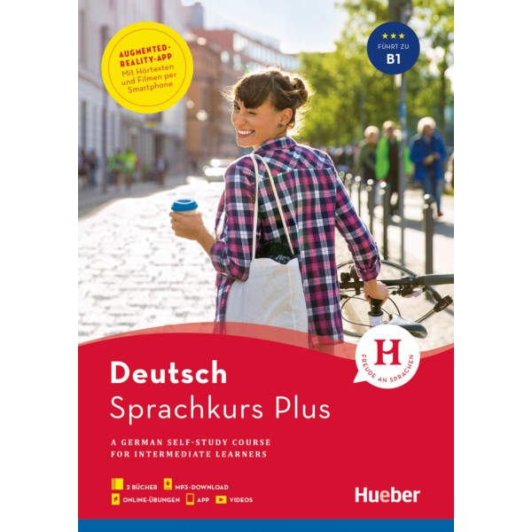 Hueber Sprachkurs Plus Deutsch B1, Englische Ausgabe Buch mit Audios und Videos online, App, Online-Übungen und Begleitbuch